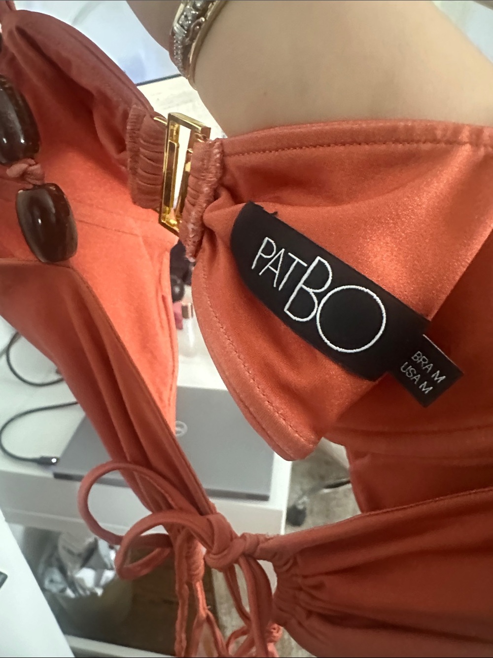 PatBO Rust-Brown Beaded Halter Top - Picture 7 of 8